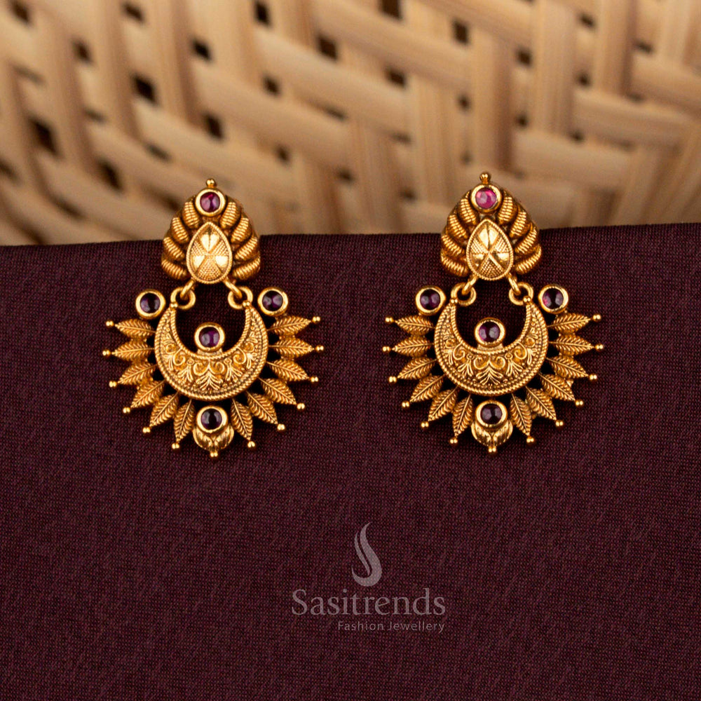 Sasitrends 2651K Premium Temple Matte Gold Plated Earrings for Traditional Wear