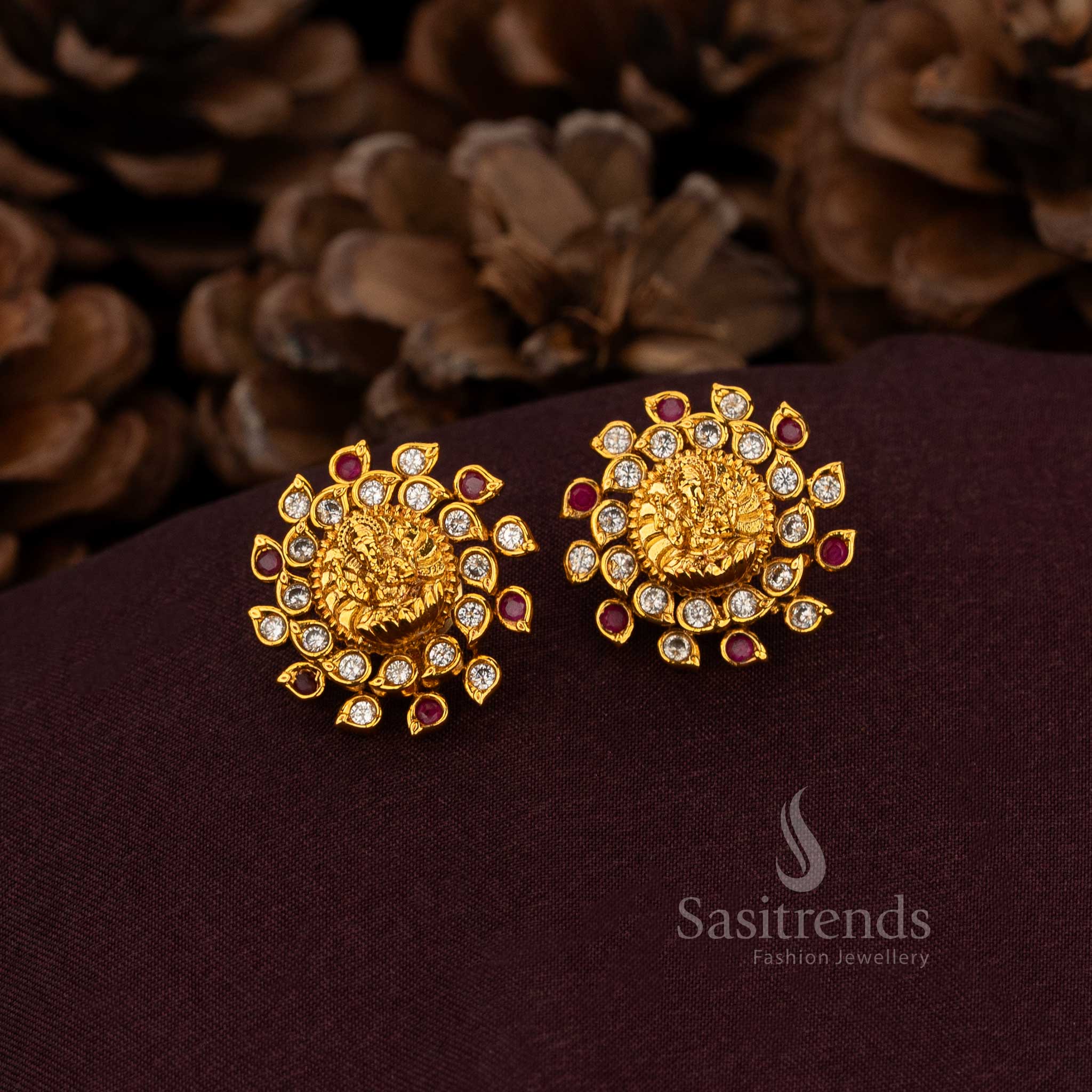Temple-inspired AD Vinayagar earrings with deity carving – Sasitrends