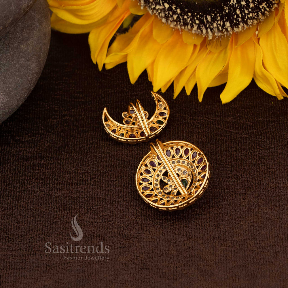 Temple Matte Gold Plated Sun & Moon Bridal Jadai Billai 