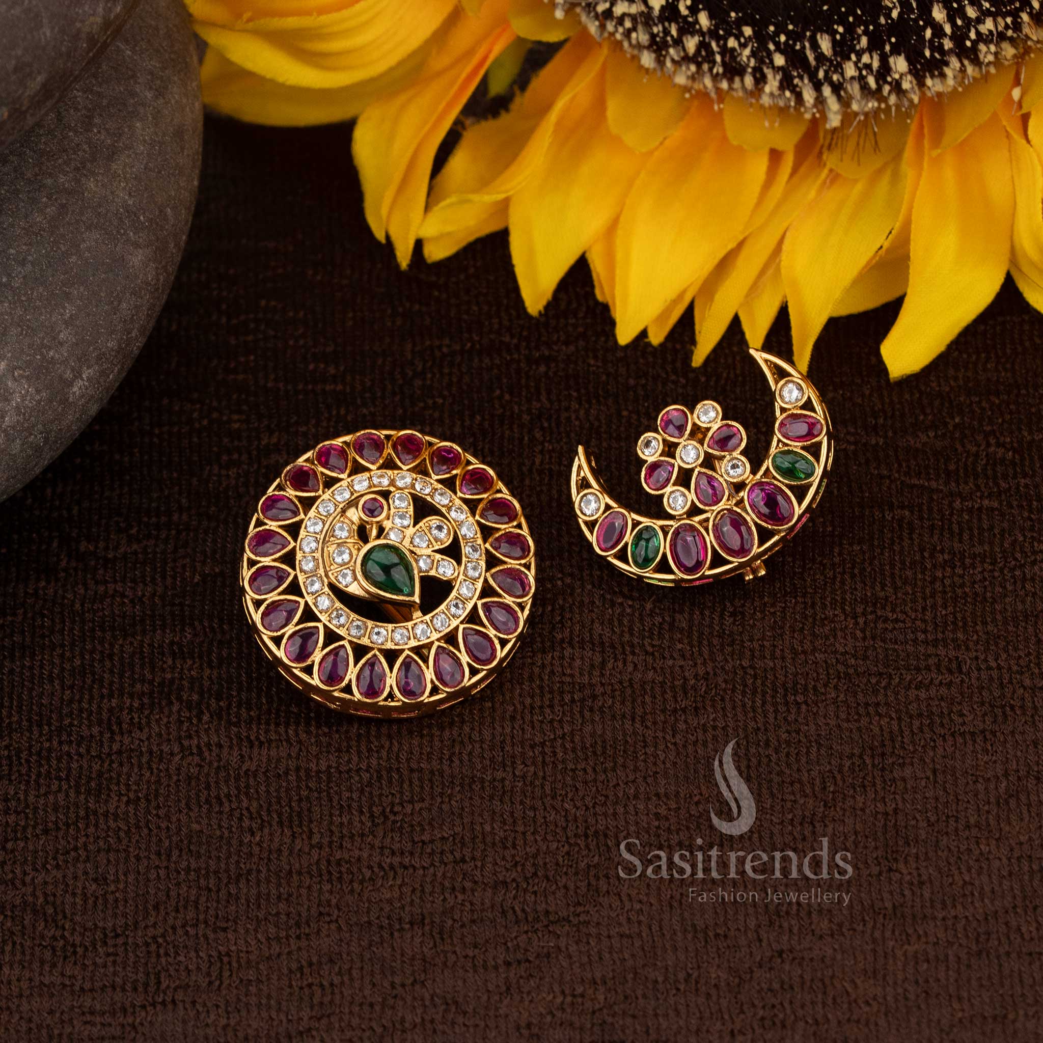 South Indian Bridal Hair Accessory Sun & Moon Design 