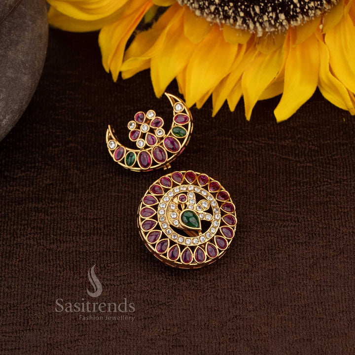Temple Matte Gold Plated Sun & Moon Bridal Jadai Billai – Sasitrends