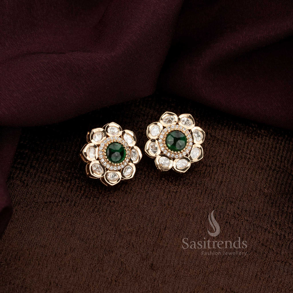 Radiant Carat Plated Kundan Jewellery Studs for Cultural Celebrations – Sasitrends