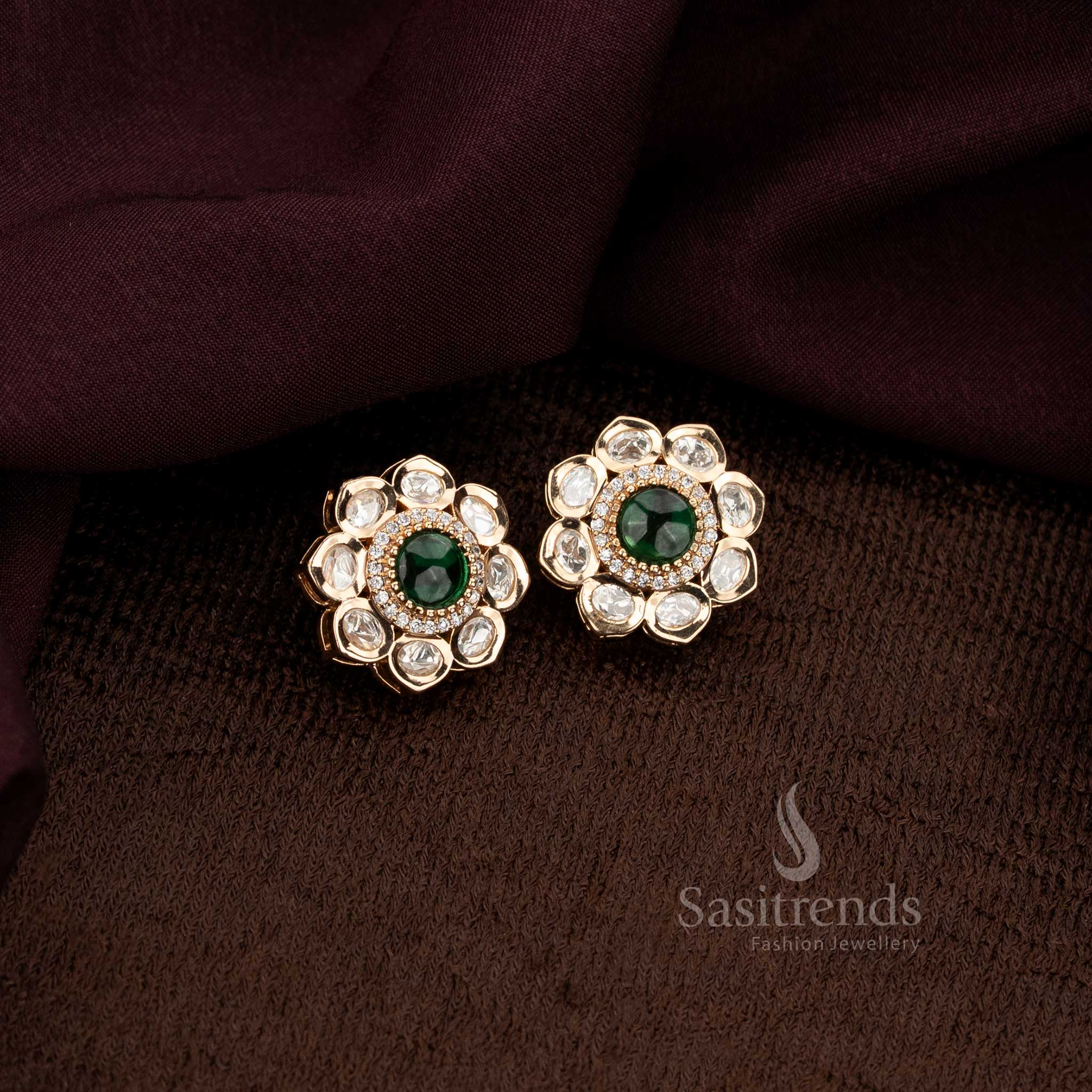 Radiant Carat Plated Kundan Jewellery Studs for Cultural Celebrations – Sasitrends