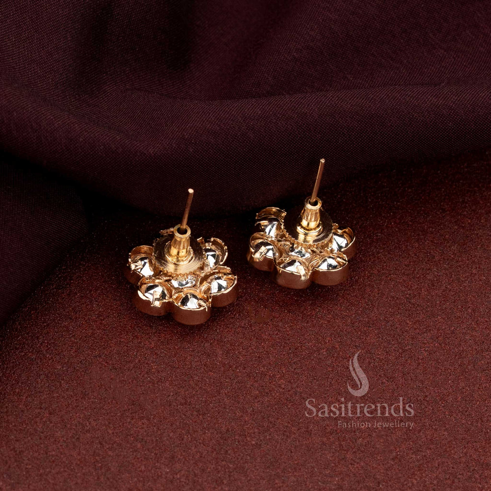 Traditional floral cluster Kundan stud earrings for cultural events