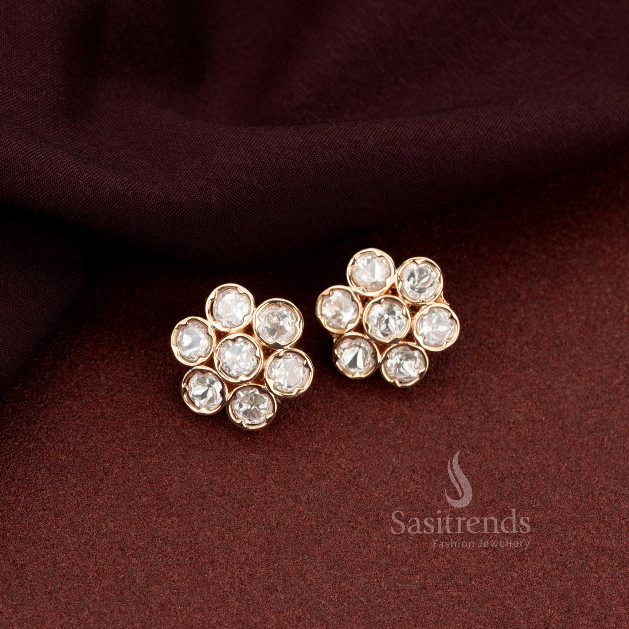Elegant clustered Kundan stud earrings for family gatherings