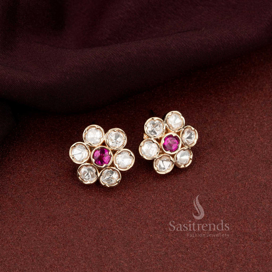 Sasitrends radiant cluster Kundan stud earrings for festivals