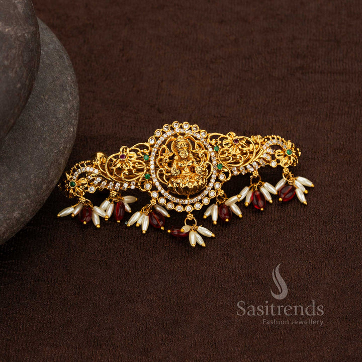 Bridal temple Lakshmi hair ornament with AD stones Sasitrends