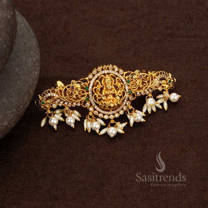 Bridal temple Lakshmi hair ornament with AD stones Sasitrends