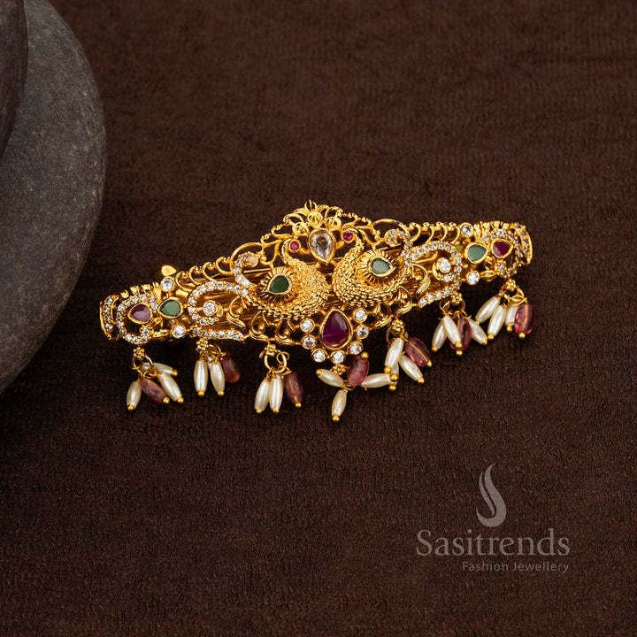 Dual Peacock Temple Hair Clip with Multi-Color Detailing – Sasitrends