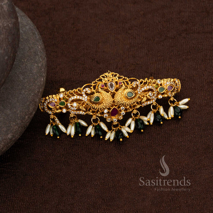 Dual Peacock Temple Hair Clip with Multi-Color Detailing – Sasitrends
