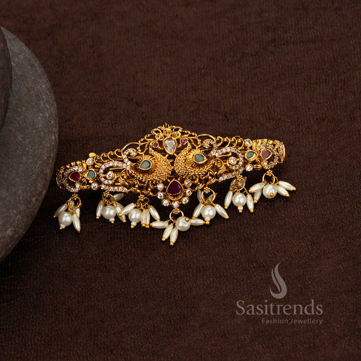Temple Jewellery Hair Clip with Rice Pearls for Weddings and Festivals – Sasitrends