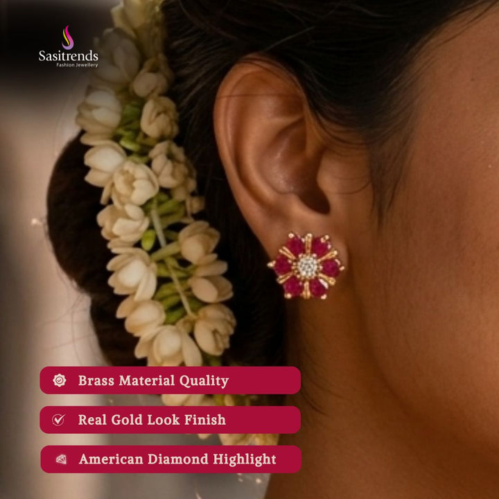 Guaranteed Micro gold plated AD stone earrings - Sasitrends