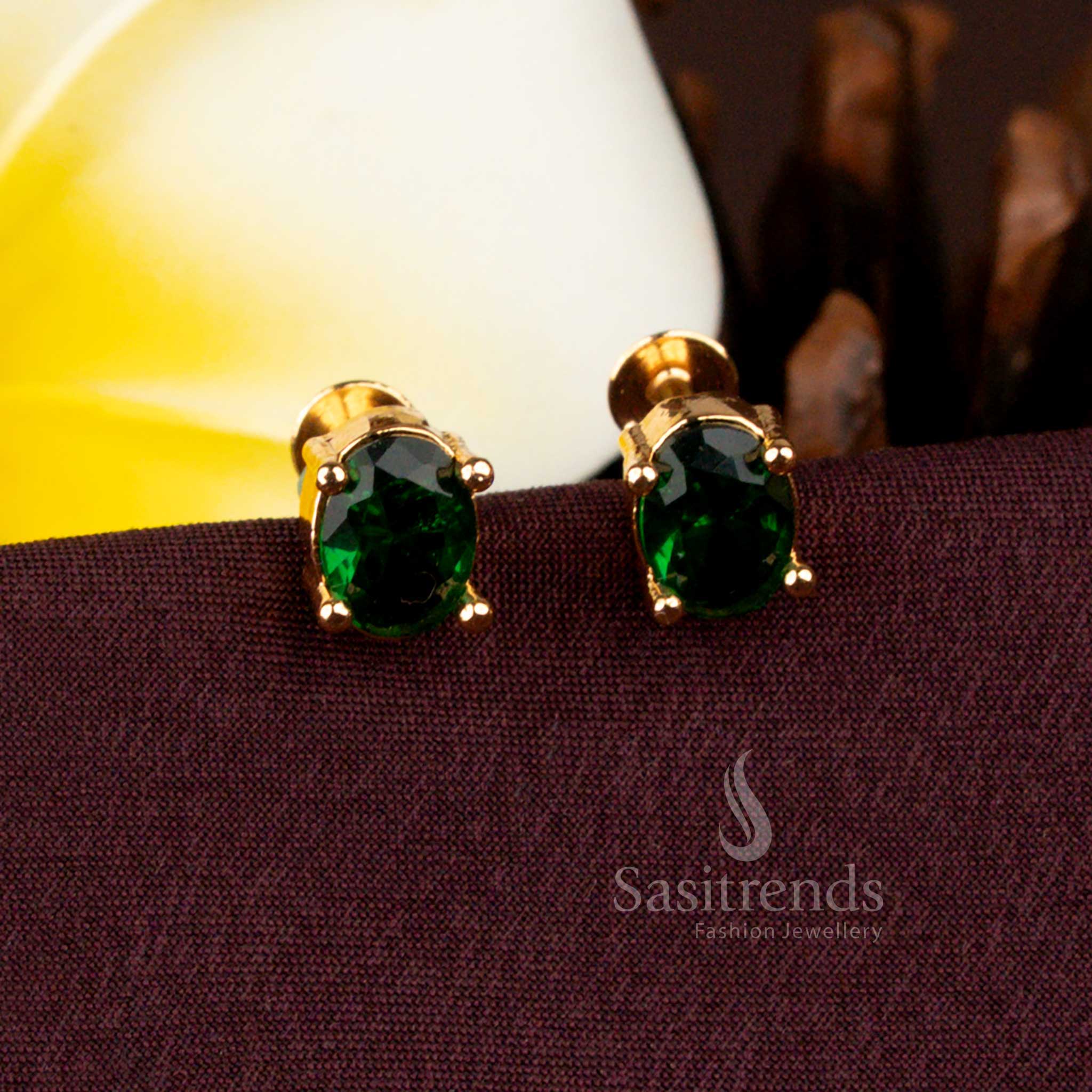 Regal One Gram Gold Inspired Oval Cut Stud Earrings Guaranteed Shine – Sasitrends 2664D