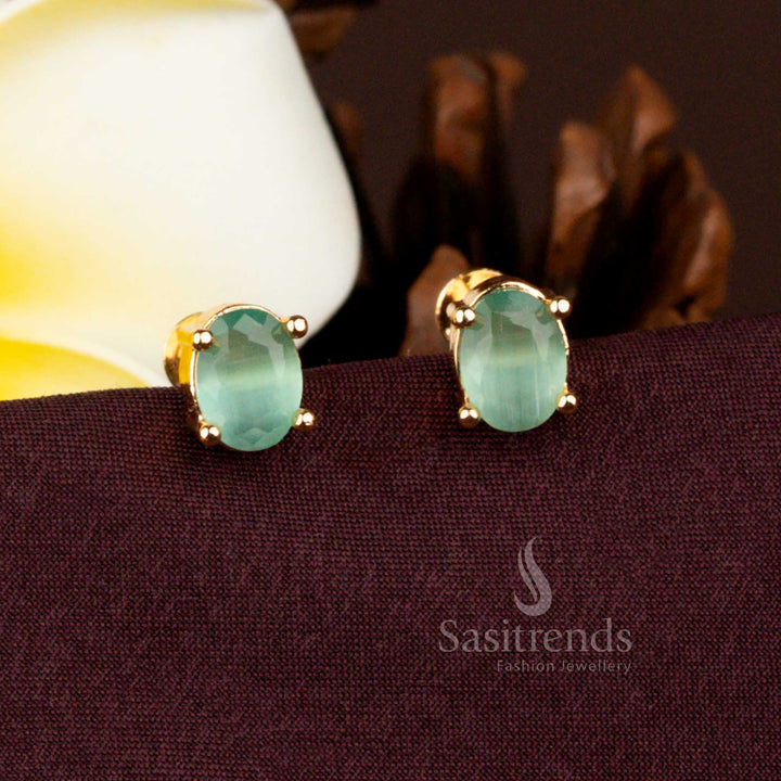 Regal One Gram Gold Inspired Oval Cut Stud Earrings Guaranteed Shine – Sasitrends 2664D
