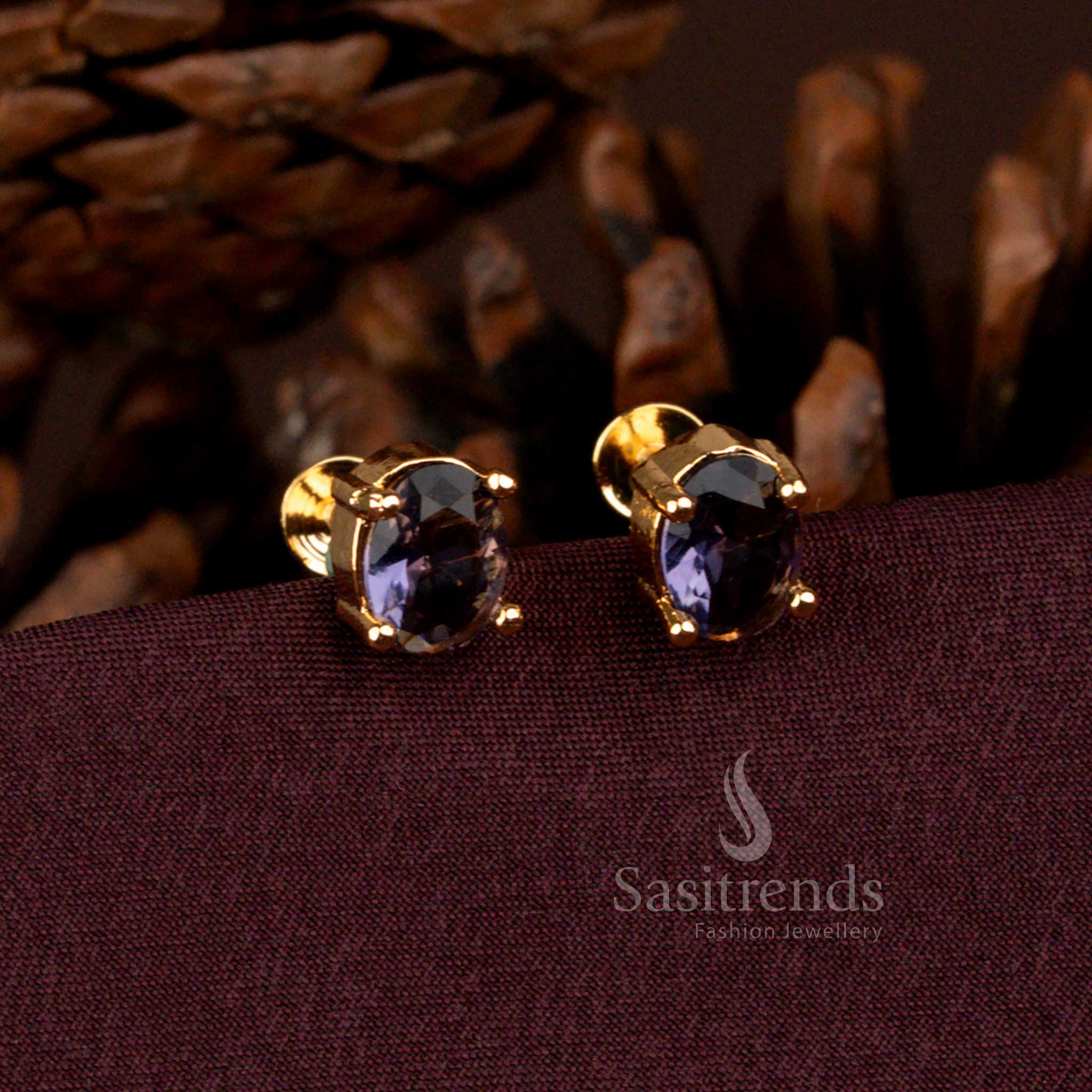 Graceful Micro Gold Plated Oval Stud Earrings Screw Back – Sasitrends 2664D