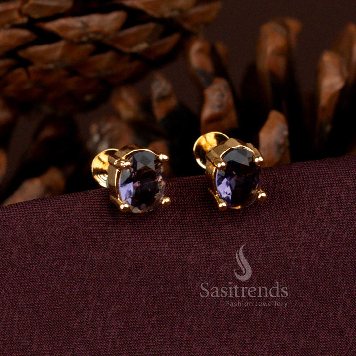 Graceful Micro Gold Plated Oval Stud Earrings Screw Back – Sasitrends 2664D