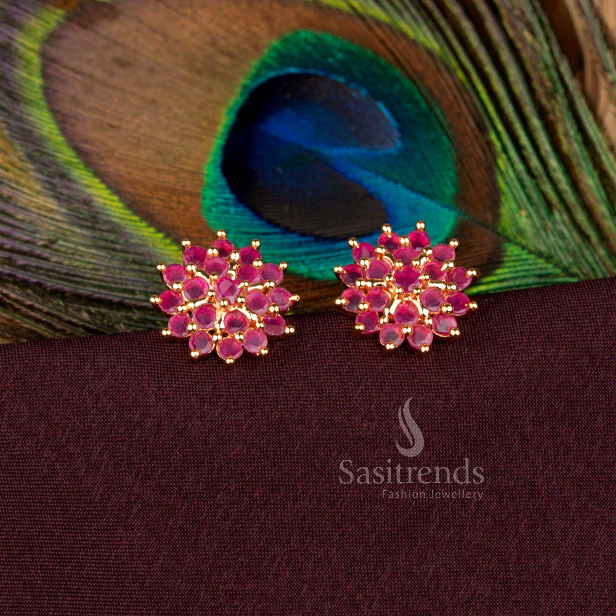 Exquisite Micro Gold Plated Floral Cluster Earrings with Real Gold Look – Sasitrends