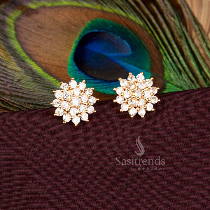 Exquisite Micro Gold Plated Floral Cluster Earrings with Real Gold Look – Sasitrends