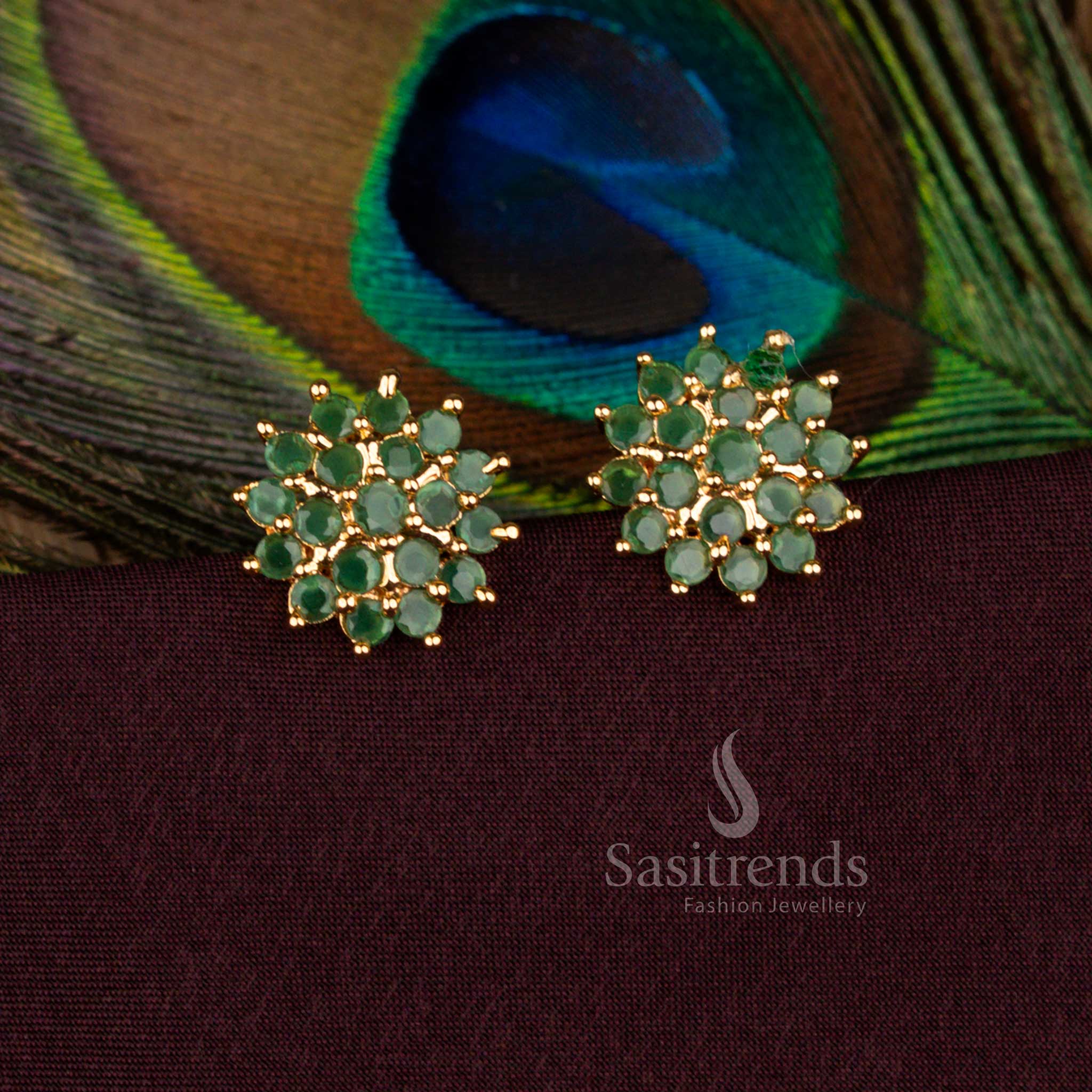 Regal Micro Gold Plated Floral Cluster Stud Earrings for Weddings – Sasitrends