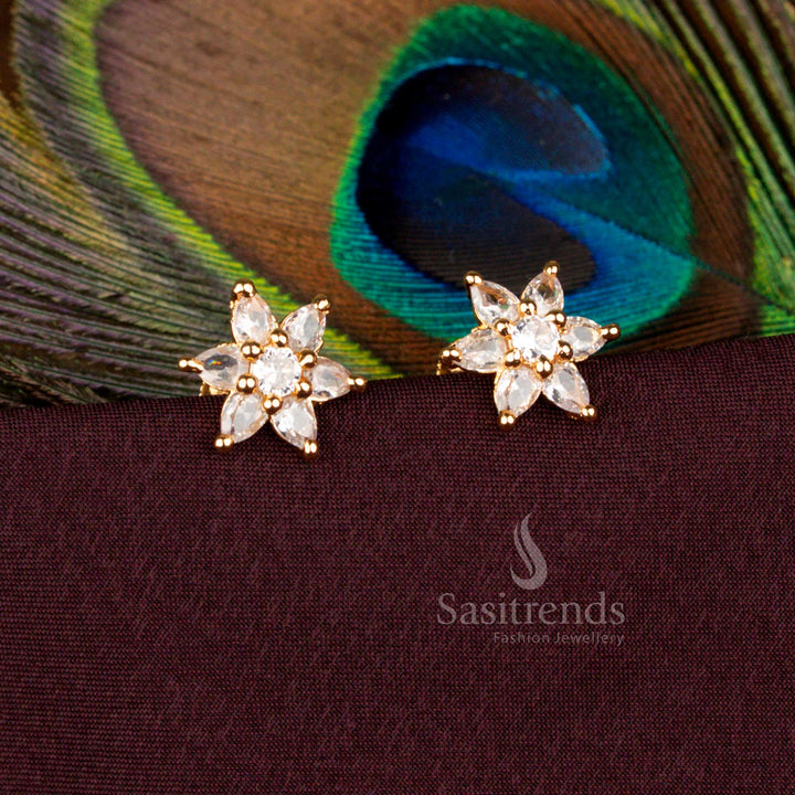 Radiant Micro Gold Plated Floral Stud Earrings Temple Wear – Sasitrends