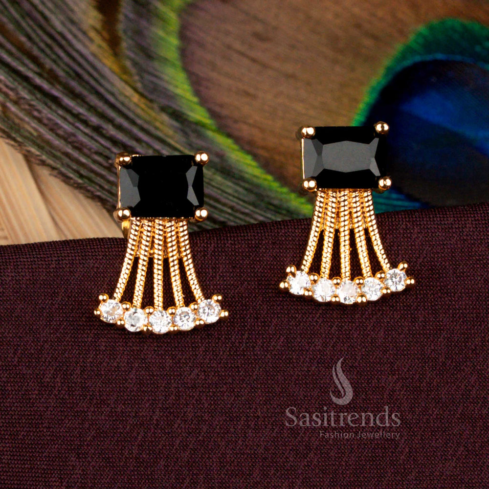Micro Gold Plated Rectangular AD Stud Earrings Guaranteed Shine – Sasitrends