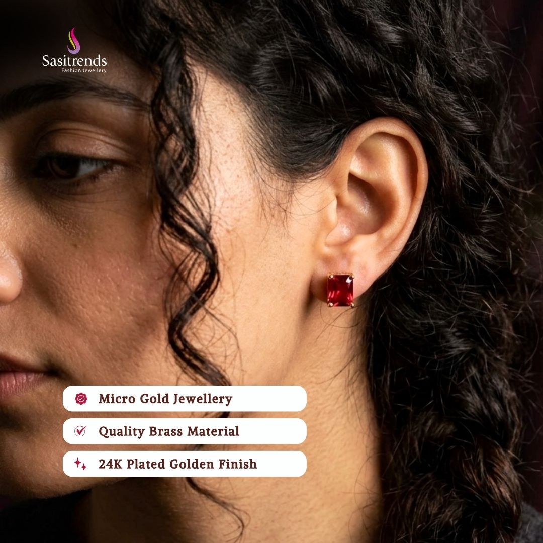 Guaranteed Micro gold plated AD stone earrings model image - Sasitrends