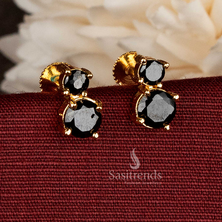 Festive wear black AD Stone Stud Earrings with Guaranteed Micro Gold Plating that Look Like Real Gold - Sasitrends