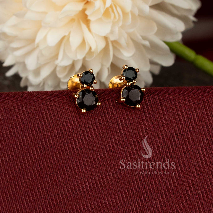 Festive wear Dark garnet AD Stone Stud Earrings with Guaranteed one gram Micro Gold Plating that Look Like Real Gold - Sasitrends
