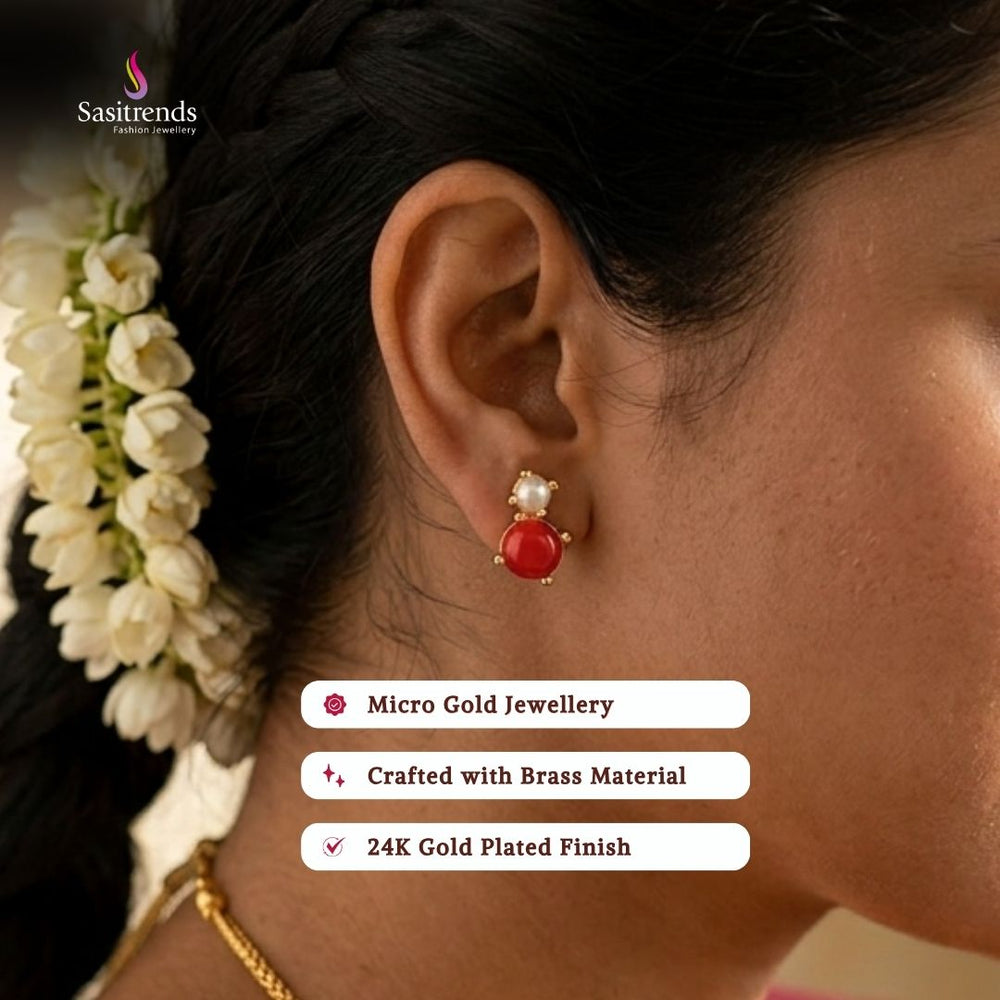Guaranteed Micro gold plated AD stone earrings model image - Sasitrends 