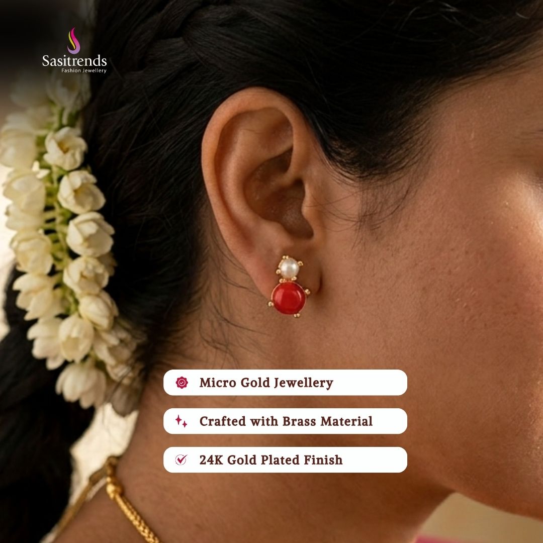 Guaranteed Micro gold plated AD stone earrings model image - Sasitrends 