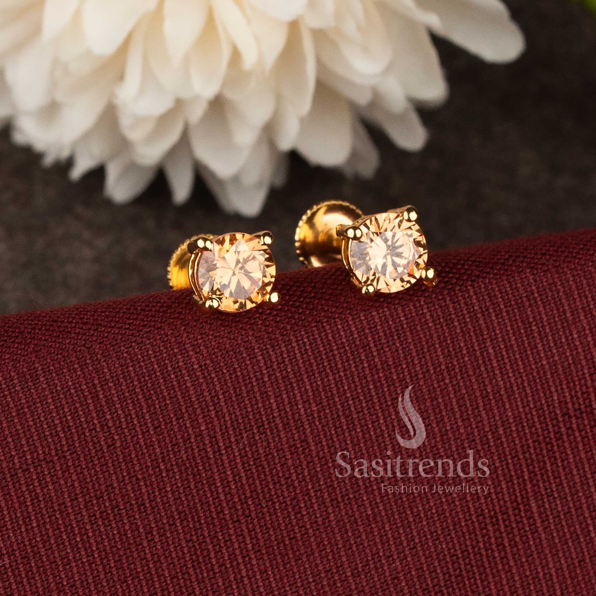 Festive wear Impon classic stud earrings with light pink stone design - Sasitrends