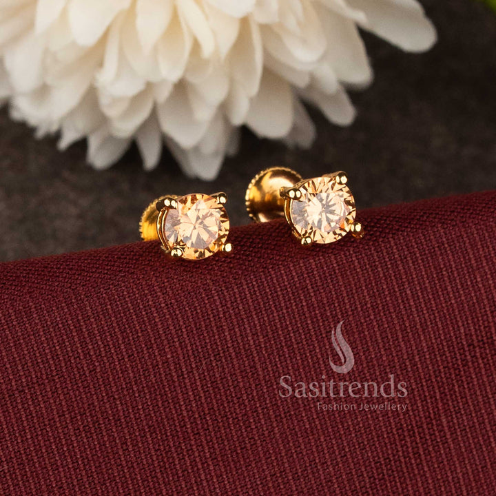 Festive wear Impon classic stud earrings with light pink stone design - Sasitrends