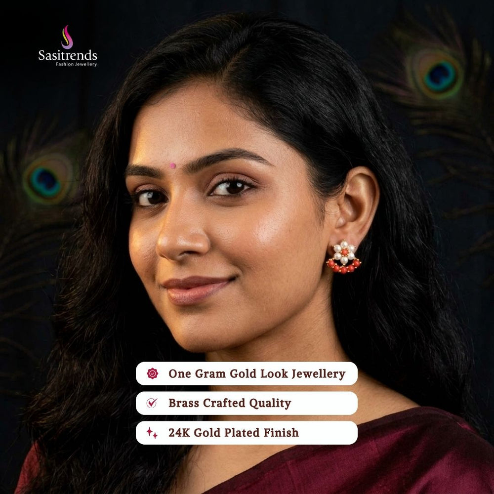 Guaranteed Micro gold plated AD stone earrings model image - Sasitrends