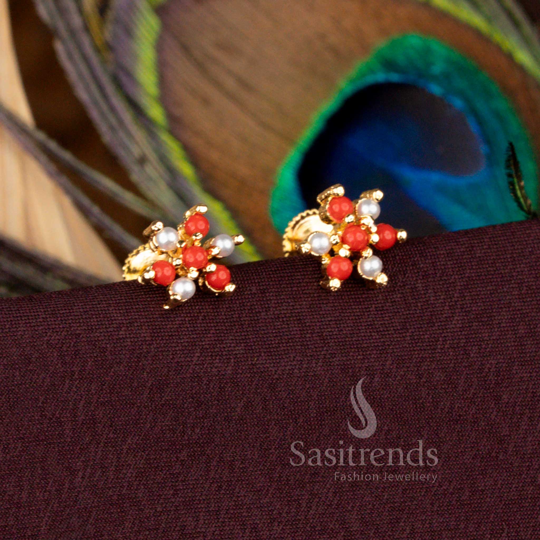 Micro Gold Plated Pearl Pavalam Earrings that Look Like Real Gold 