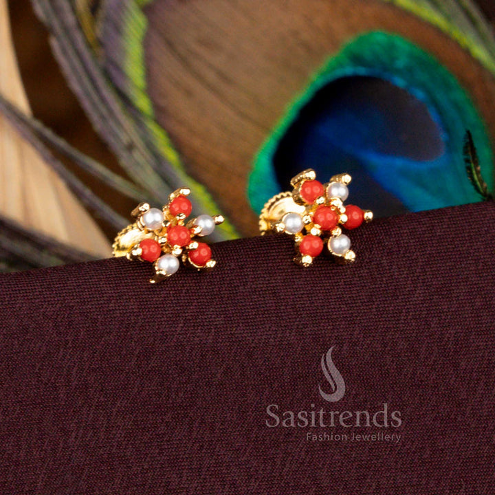 Micro Gold Plated Pearl Pavalam Earrings that Look Like Real Gold 