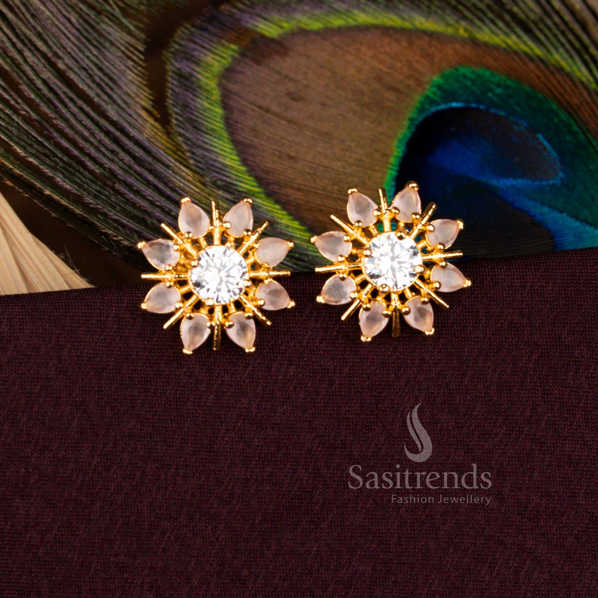 Majestic Floral Teardrop Traditional Earrings Micro Gold Plated Finish 2666L Sasitrends