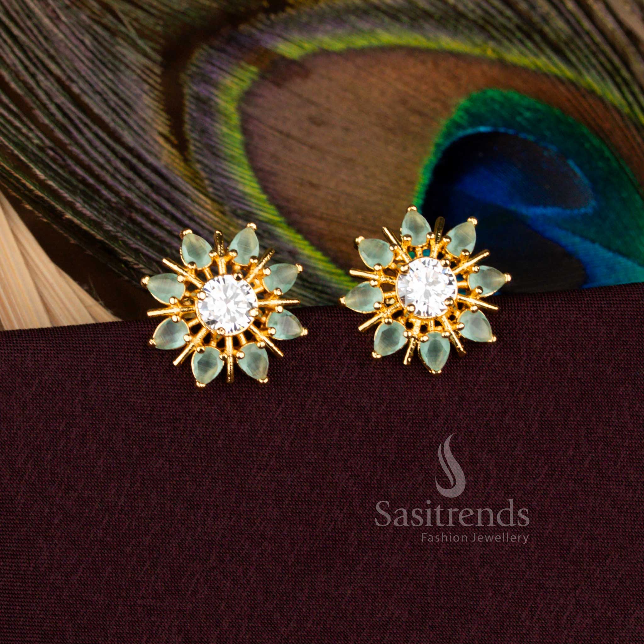 Elegant Floral Teardrop Stud Earrings Guaranteed Real Gold Look 2666L Sasitrends