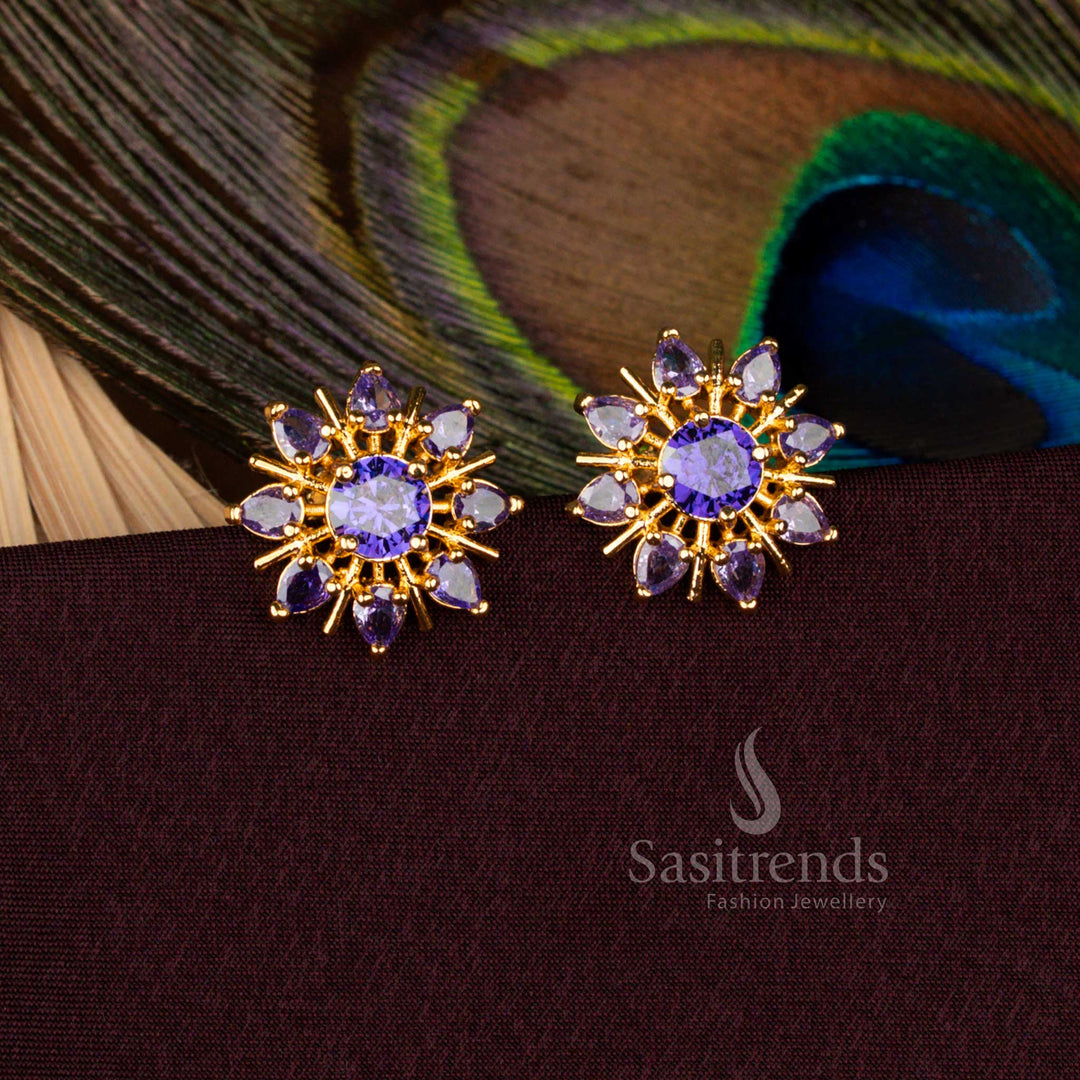 Majestic Floral Teardrop Traditional Earrings Micro Gold Plated Finish 2666L Sasitrends