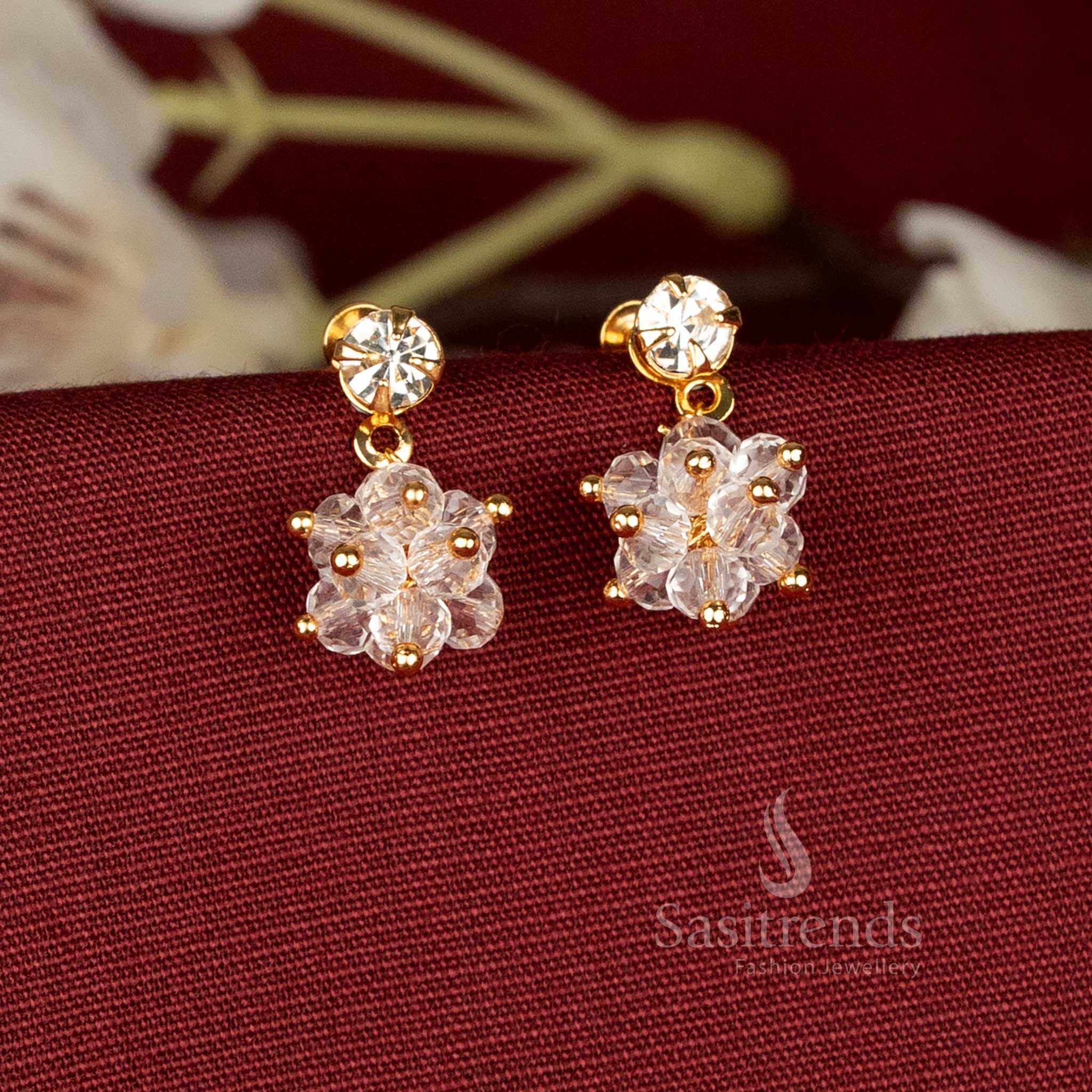 Brilliant Crystal Fringe Micro Gold Plated Earrings for Festive Looks – sasitrends