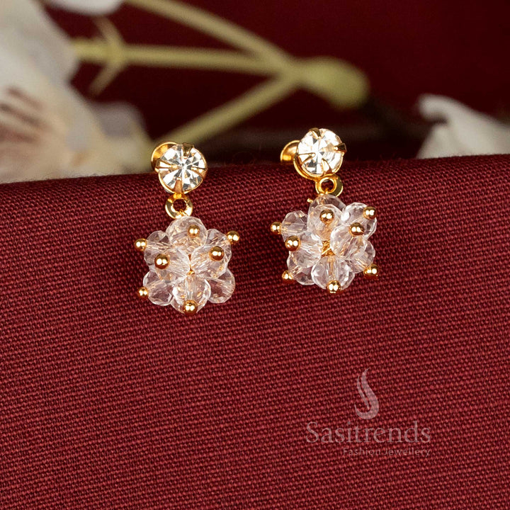 Brilliant Crystal Fringe Micro Gold Plated Earrings for Festive Looks – sasitrends