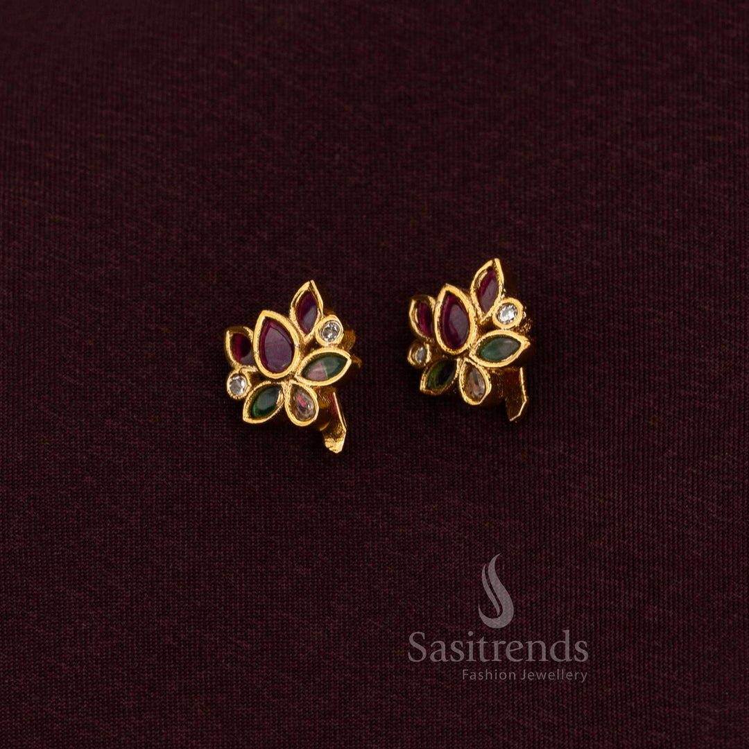 24K gold plated Jadau Bugadi Earrings with Kundan stones - Sasitrends