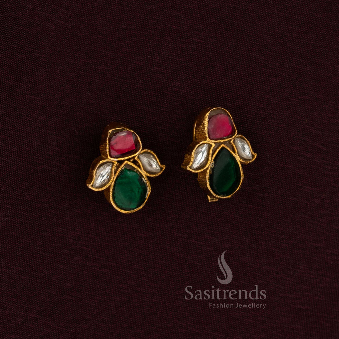 Authentic Indian heritage earrings – Jadau Bugadi with 24K gold finish, Kundan stones, and elegant teardrop shape - Sasitrends