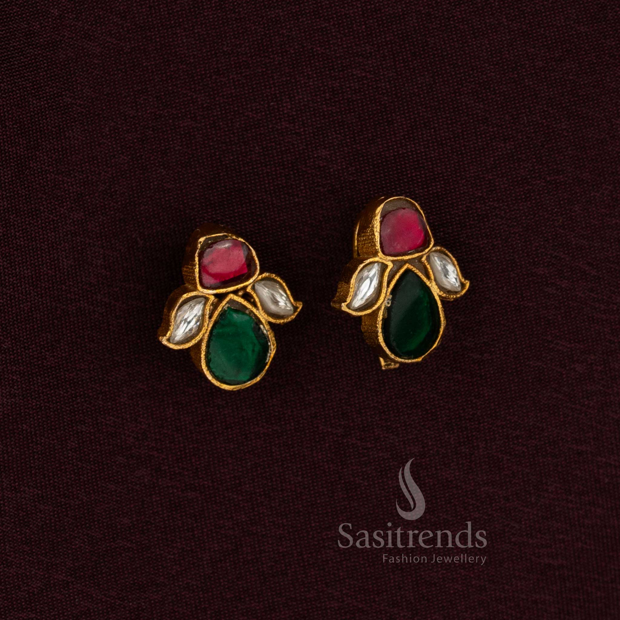 Authentic Indian heritage earrings – Jadau Bugadi with 24K gold finish, Kundan stones, and elegant teardrop shape - Sasitrends