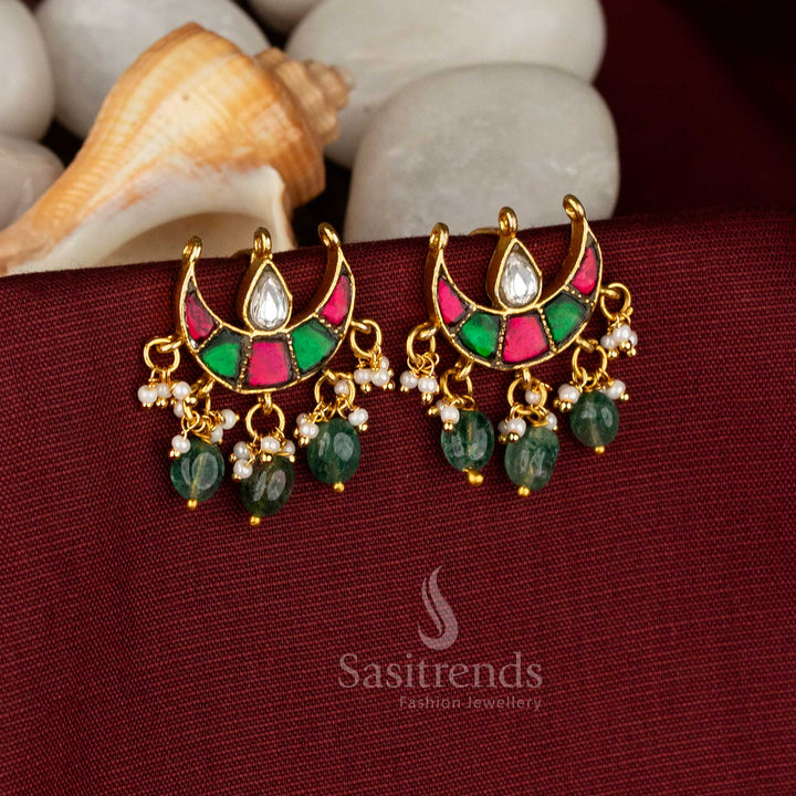 Premium Collection of 24K Jadau Gold Plated Kundan Bugadi Earrings | Traditional and Temple Wear