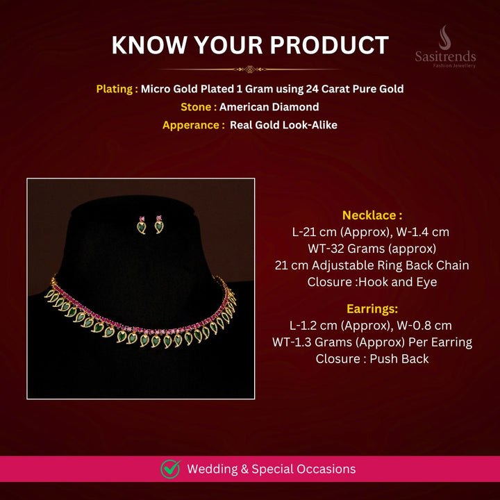 Micro Gold Plated Necklace Set Measurement Image - Sasitrends