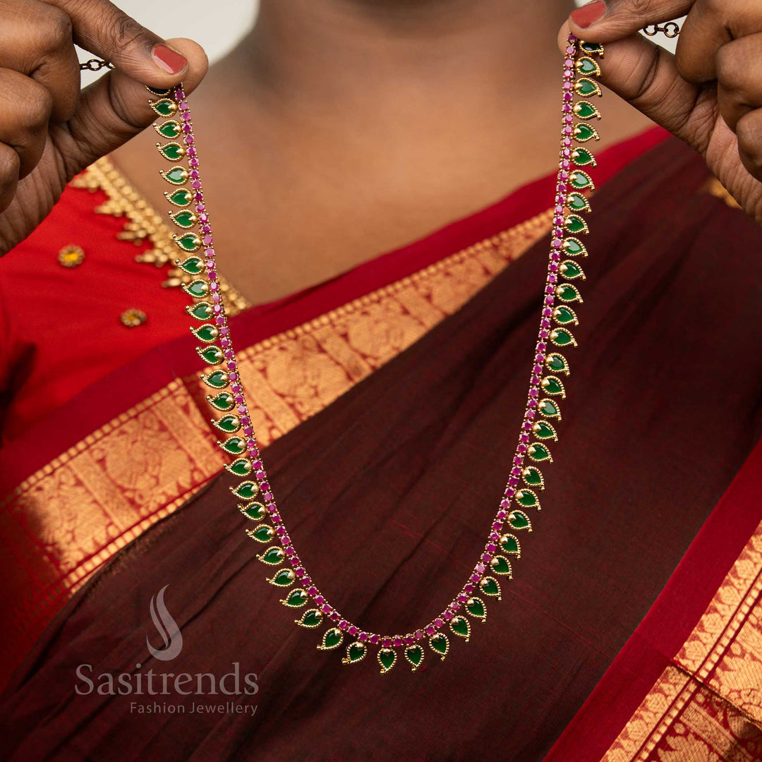 Kerala Palakka Long Mango Necklace with Matte Gold Finish - Sasitrends