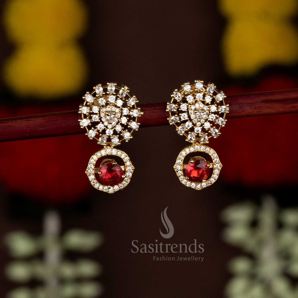 Stunning Party wear american diamond matte gold plated changeable stone earrings - Sasitrends