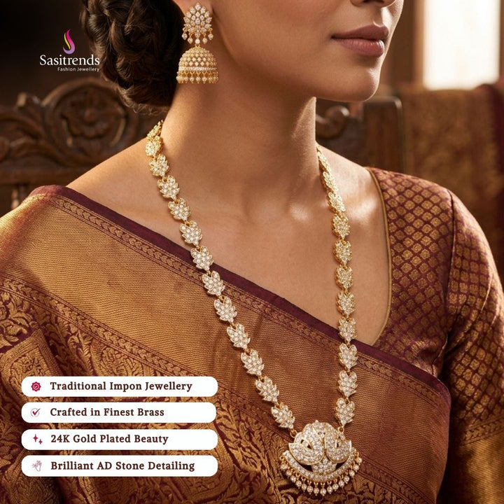Real gold look guaranteed 24k micro gold plated impon AD stone necklace  - Sasitrends