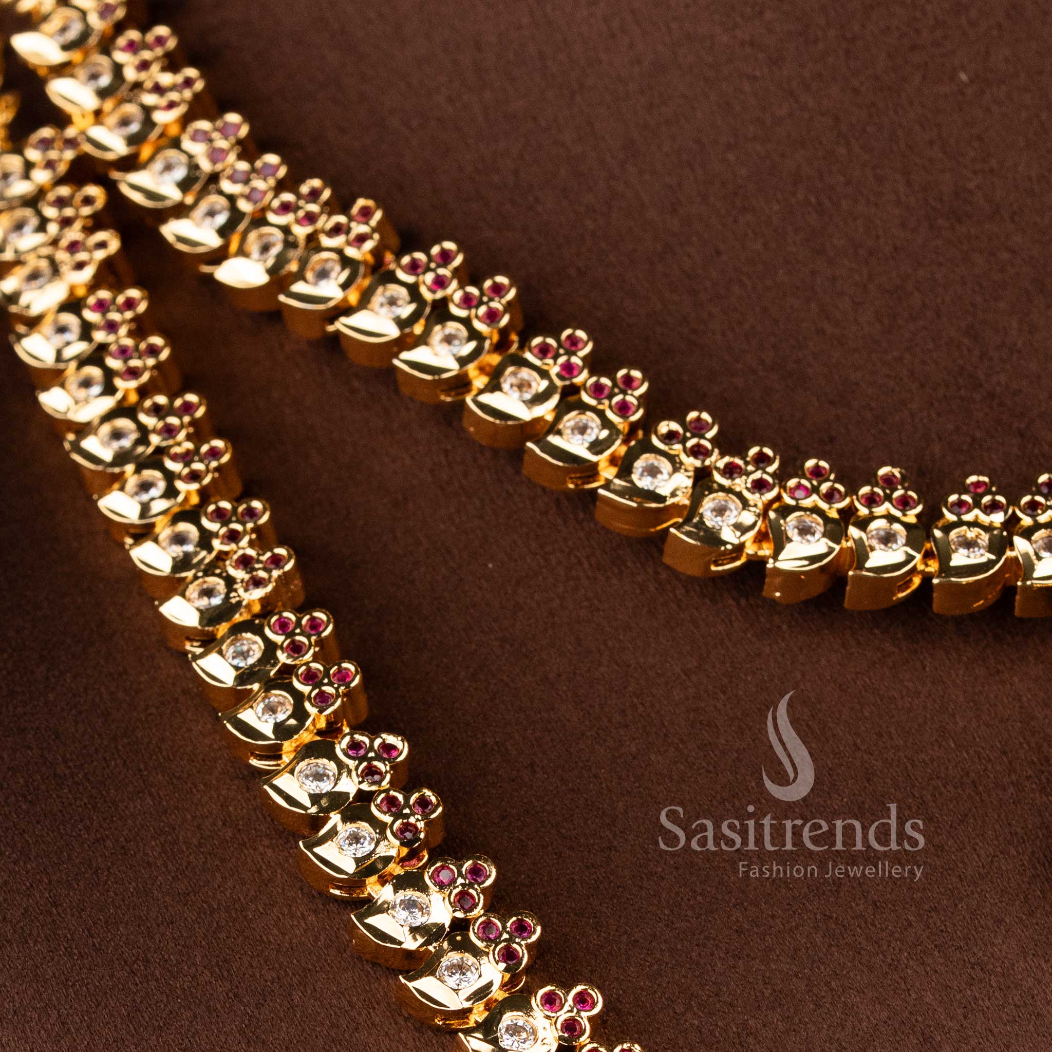 Grand festive wear mango pattern combo necklace set with matching earrings and traditional styling - Sasitrends