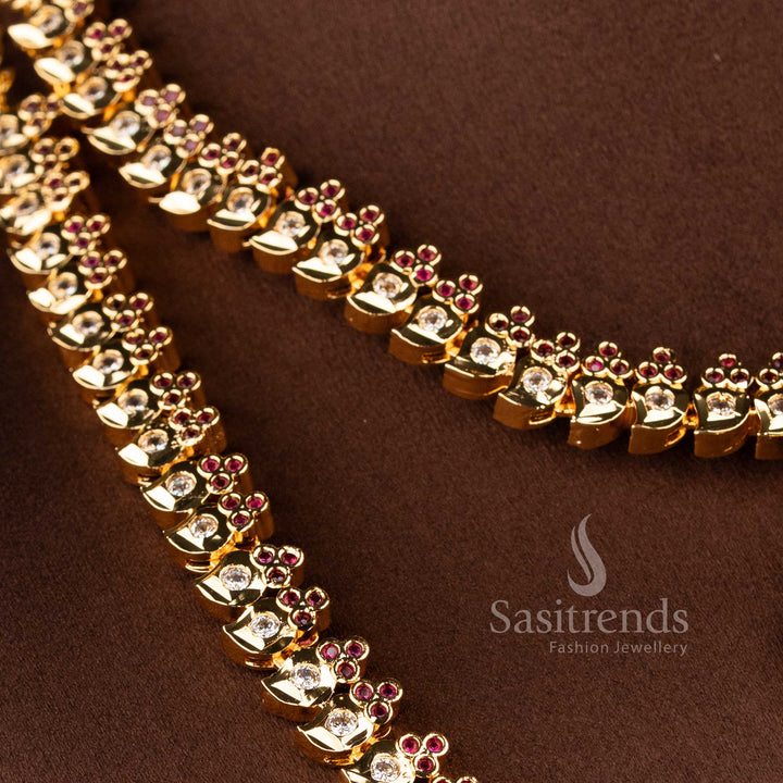 Grand festive wear mango pattern combo necklace set with matching earrings and traditional styling - Sasitrends